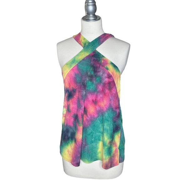 mts Tops - MTS Super Stretchy Tie Dye Criss Cross Top L